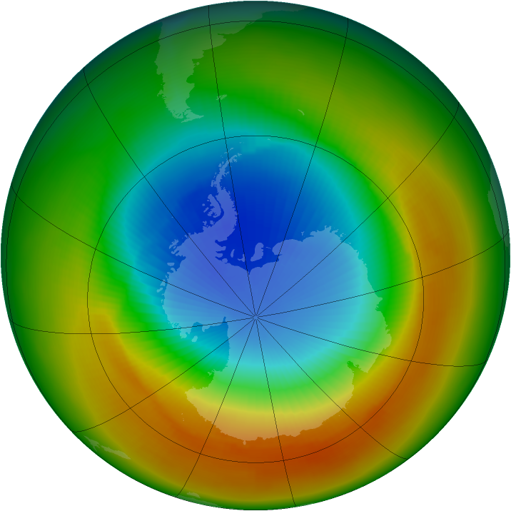 Antarctic ozone map for October 1988